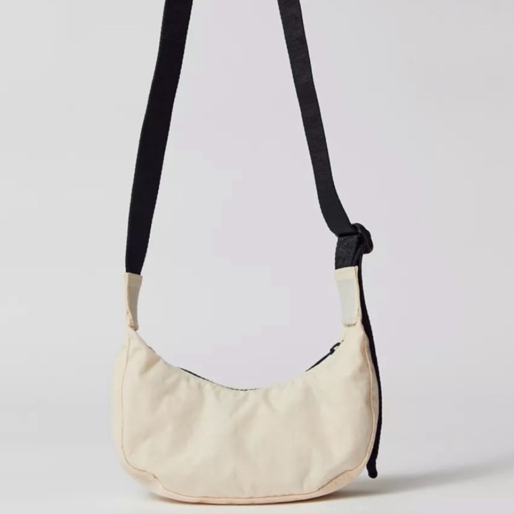 NWT BAGGU Mini Nylon Crescent Bag | IVORY